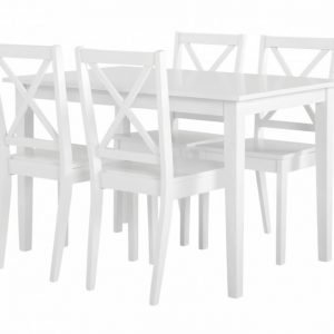 Barrington Pöytä 120 + 4 Tuolia Valkoinen