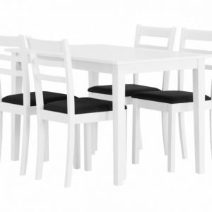 Barrington Pöytä 120 Valkoinen + 4 Sjöberg Tuoli Valkoinen/Musta
