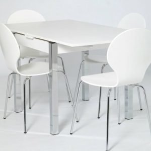 Designa Jatkettava Ruokapöytä 80x80-147 Cm Valkoinen