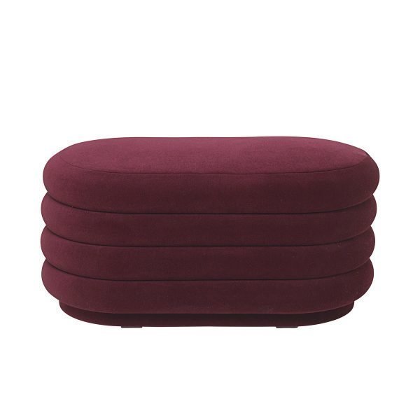 Ferm Living Pouf Oval Rahi Keskikokoinen Bordeaux