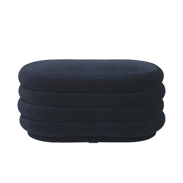 Ferm Living Pouf Oval Rahi Keskikokoinen Tummansininen