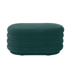 Ferm Living Pouf Oval Rahi Keskikokoinen Tummanvihreä