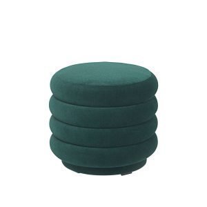 Ferm Living Pouf Round Rahi Pieni Tummanvihreä