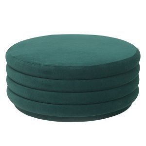 Ferm Living Pouf Round Rahi Suuri Tummanvihreä