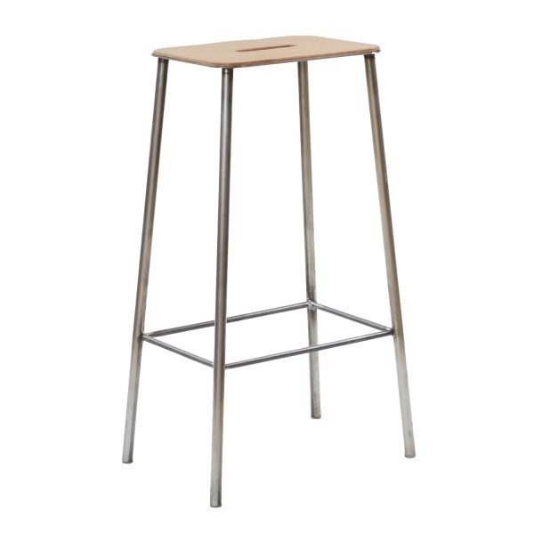 Frama Adam Stool 76 Baarijakkara Nahka / Raw Steel