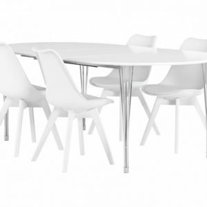 George Pöytä 160 Valkea + 4 Peace Tuoli Valkea/Valkea