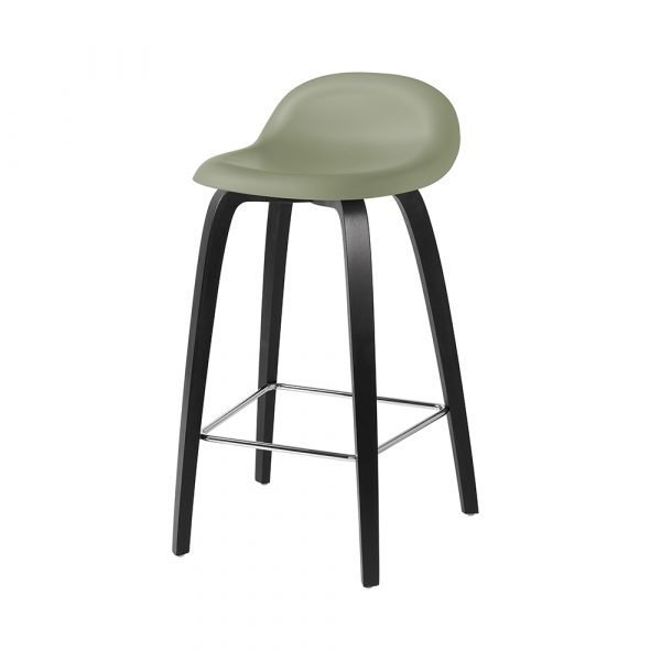 Gubi 3d Baarituoli Beech / Mistletoe Green H65 Cm