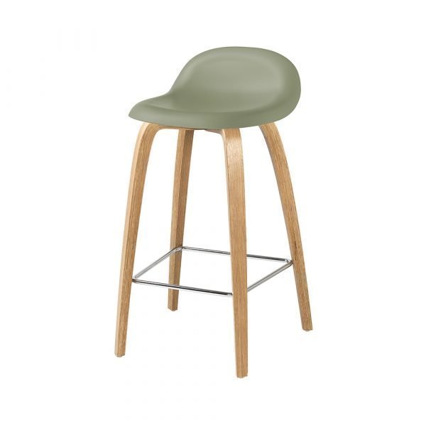 Gubi 3d Baarituoli Oak / Mistletoe Green H75 Cm