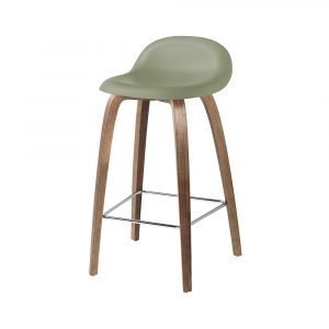 Gubi 3d Baarituoli Walnut / Mistletoe Green H65 Cm