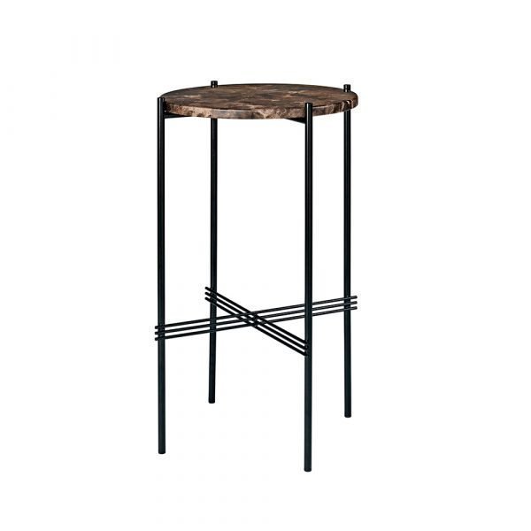 Gubi Ts Console Pöytä Musta / Ruskeamarmori H72 Cm Ø40 Cm