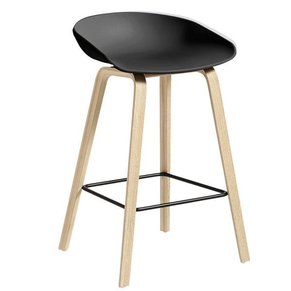 Hay About A Stool Aas32 Baarituoli Musta / Mattalakattu Tammi Musta Jalkarauta 65 Cm