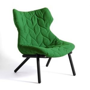 Kartell Foliage Nojatuoli Vihreä Mustilla Jaloilla Kangastoppaus