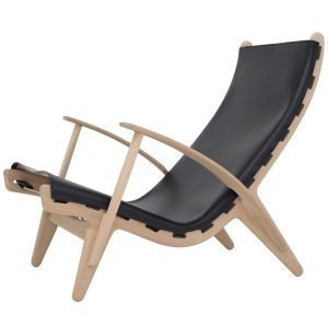 Klassik Studio Pv Lounge Chair Nojatuoli Tammi Musta Nahka