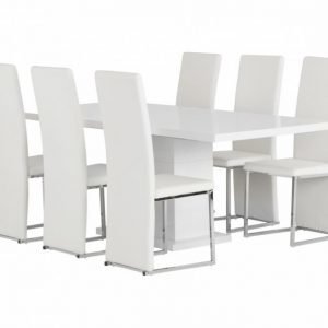 Kulmbach Pöytä 160 Valkoinen + 6 Billan Tuolia Useita värejä