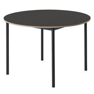 Muuto Base Pöytä Pyöreä Linoleumi Vanerireunalla Musta 110 Cm