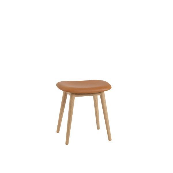 Muuto Fiber Wood Tuoli Base Konjakki Nahka / Tammi