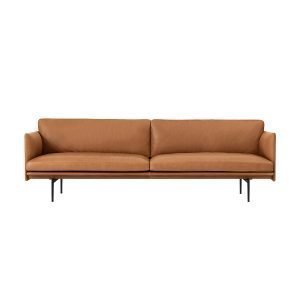 Muuto Outline Sohva 3-Istuttava Silkki Nahka / Cognac