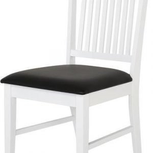 Ruokapöydän tuoli Orvokki valkoinen musta keinonahka