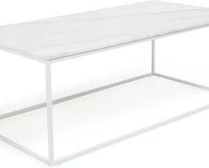 Sohvapöytä Olga 120x60x45 cm valkoinen marmori/teräs valkoisilla jaloilla