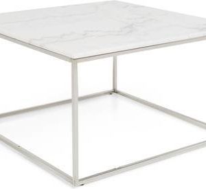 Sohvapöytä Olga 75x75x45 cm valkoinen marmori/teräs teräs jaloilla