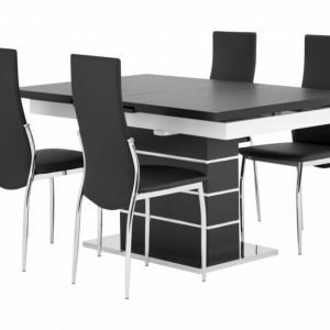 Sunne Pöytä 140 Musta/Valkoinen + 4 Lagan Tuoli Musta