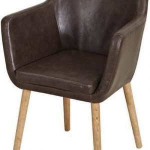 Tuoli Selma 86x55x46 cm käsinojilla vintage ruskea