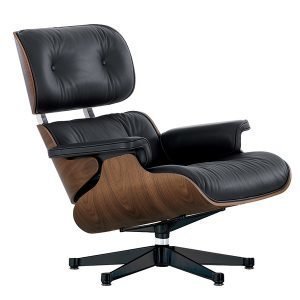 Vitra Lounge Chair Nojatuoli Pähkinä Musta Nahka