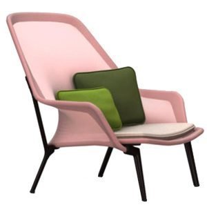 Vitra Slow Chair Nojatuoli Punainen / Kerma Suklaanruskea