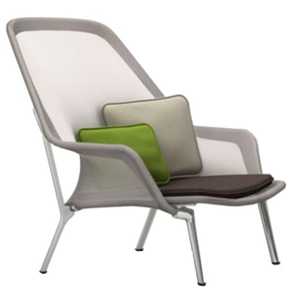 Vitra Slow Chair Nojatuoli Ruskea / Kerma Alumiini
