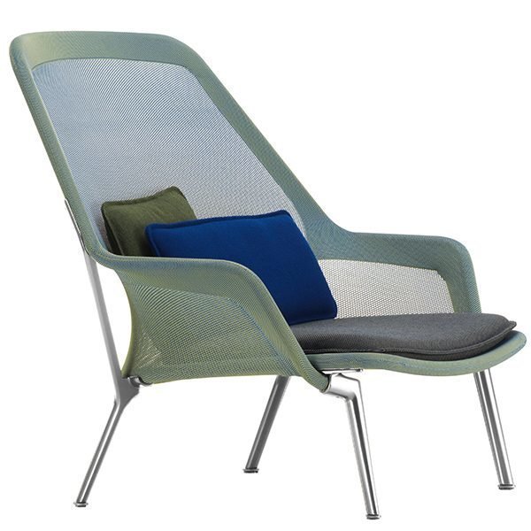 Vitra Slow Chair Nojatuoli Sininen / Vihreä Alumiini